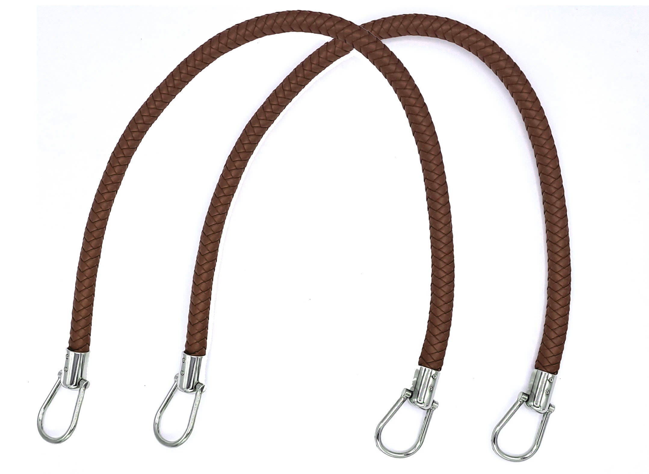 manici in pelle intrecciata da 50cm con ganci in metallo argnto/oro