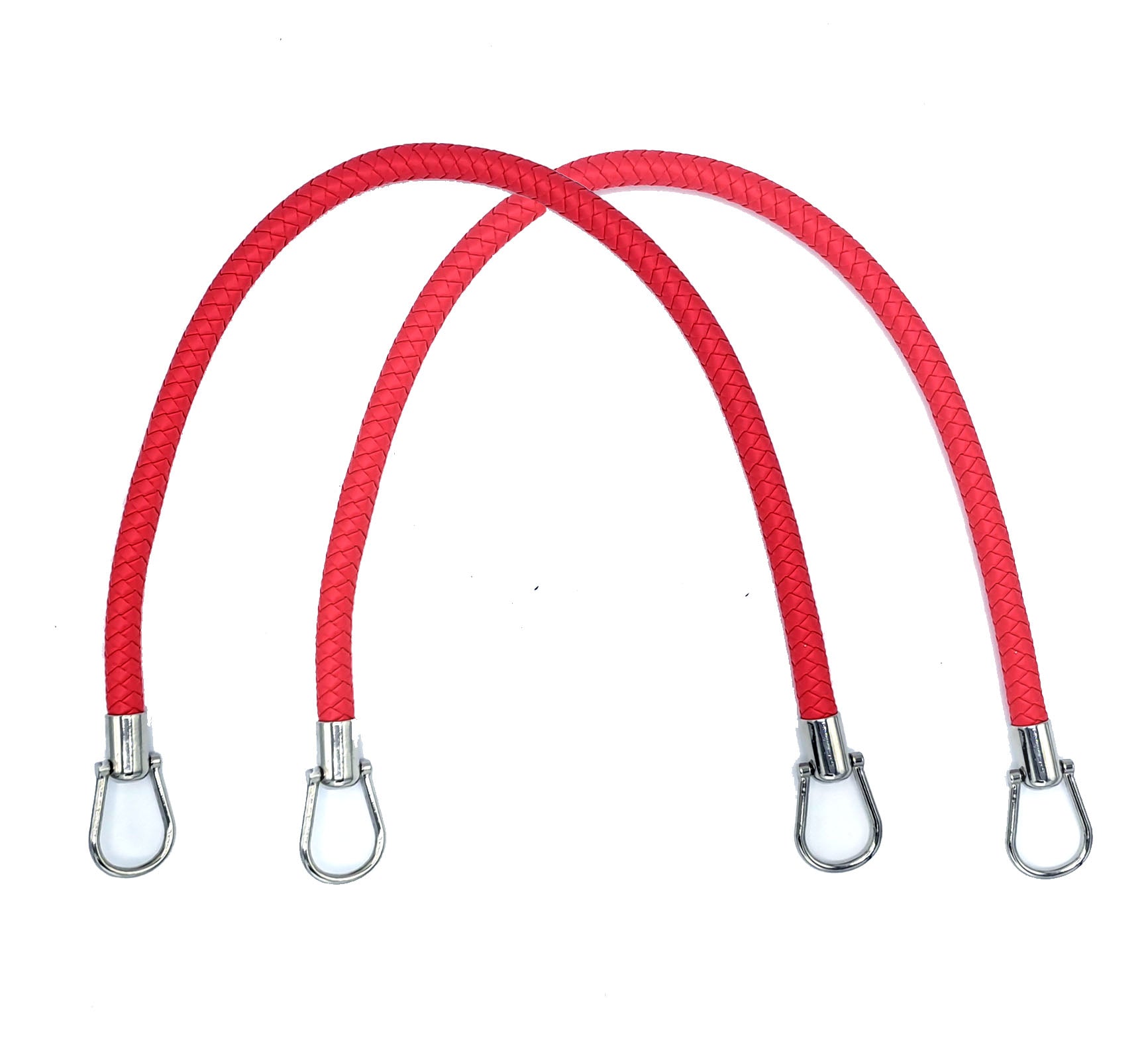 manici in pelle intrecciata da 50cm con ganci in metallo argnto/oro